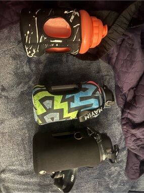 Multi-Color Neoprene Water Bottle with Carrier - Black Accent